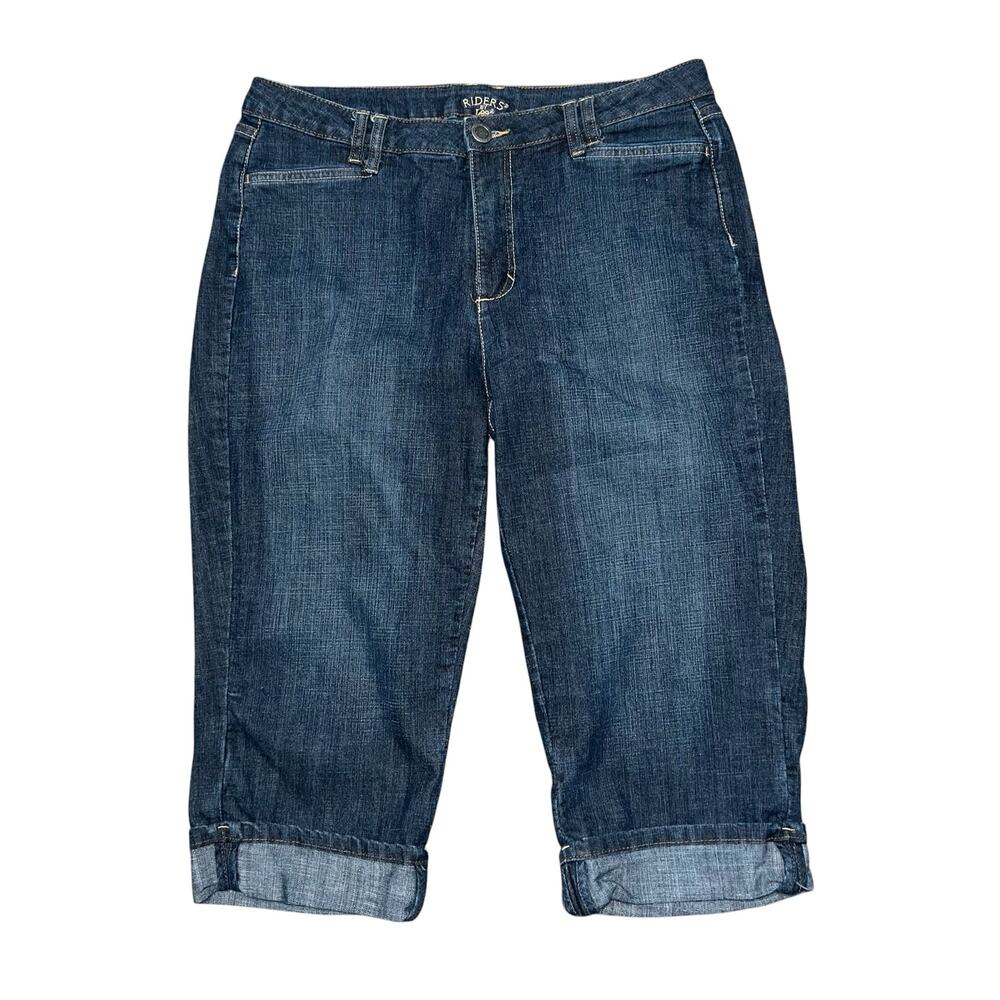 RIDERS BY LEE Dark Wash Cuffed Capri Jeans Size 14M